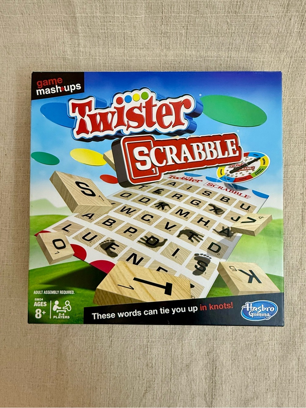 Hasbro Twister Scrabble Mashup Game Combines 2 Games into 1 Ages 8 +